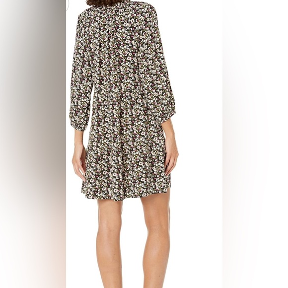 EUC Caralyn Mirand The Drop Ruffle-Neck Tiered Mini Dress, Black Floral Print - Picture 2 of 11